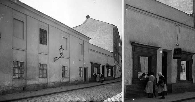 Dnes již zaniklá budova ateliéru "dvorního" fotografa Sonntaga v Jánské ulici v Kroměříži, kde začínal jako retušér