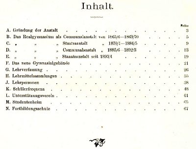 Obálka a obsah slavnostního tisku prachatického gymnázia (1897)