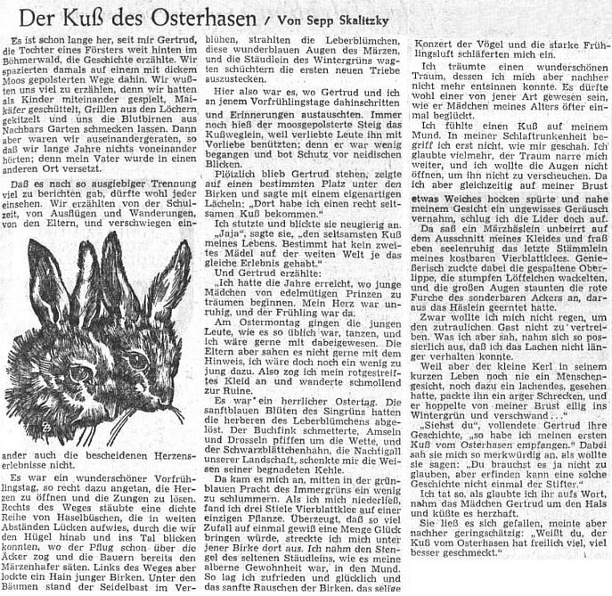 ... a velikonoční povídka na stránkách Sudetendeutsche Zeitung o rok později
