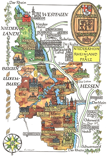 Kaiserslautern, kde zemřel, na jihu kreslené mapky spolkové země Porýní-Falc