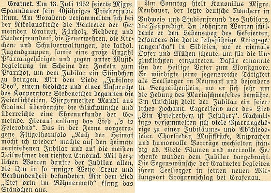 O slavnosti ke 40. jubileu jeho kněžství na stránkách krajanského měsíčníku