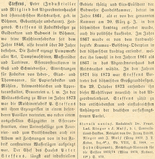 Jeho heslo ve Wurzbachově lexikonu osobností císařství rakouského