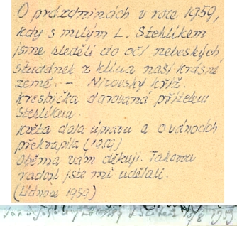 Pro webové stránky Kohoutího kříže souvislost až neuvěřitelná - Stehlíkova kresba kohoutího kříže u Nicova, kterou namaloval a věnoval příteli roku 1959