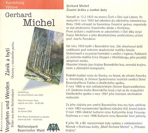 Gerhard Michel na obálce prospektu NP Bavorský les...