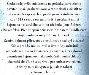 Obálka (2017) jeho historického románu o hejtmanovi Janu Aulnerovi z Birkenfelsu, vydaného brněnským nakladatelstvím MOBA (Moravská Bastei)