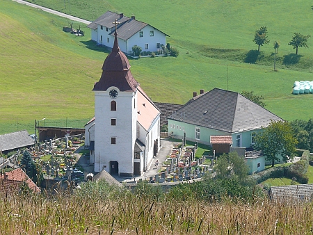 Kostel sv. Václava v Harmanschlagu se hřbitovem, kde byla pohřbena jeho žena Elisabeth