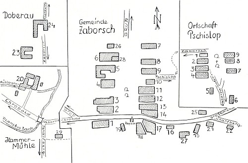 Plánek samoty Doubrava, Záhoří a Příslopu (viz i Rudolf Erhart)