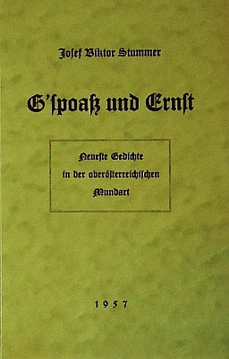 Obálka knihy jeho vešů v hornorakouském nářečí (1957, Oberösterreichischer Landesverlag Ried)