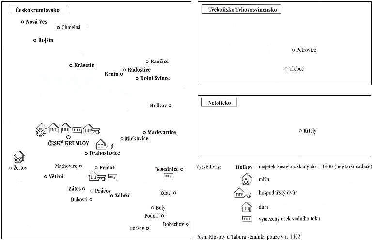 Majetek kostela sv. Víta v Českém Krumlově do roku 1460 (jde o nemovitosti a platy trvalého charakteru)