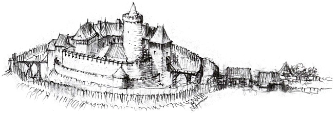 ... a jiná rekonstrukce možné podoby starého hradu kolem roku 1550