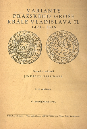 Obálky dvou jeho numismatických prací (1934 a 1937)