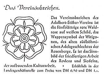 Prvý leták Adalbert Stifter Verein se symbolem rožmberské růže (1951)