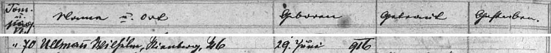 Záznam v indexu vyšebrodské matriky o jeho narození v Loučovicích