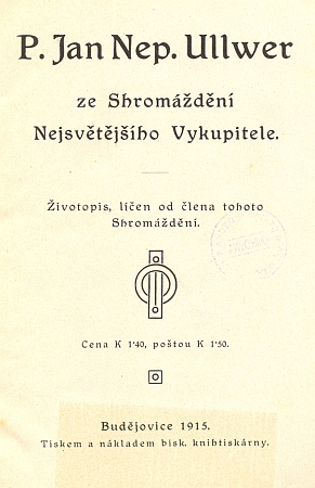 Titulní listy (1915) německého a českého vydání knihy o něm