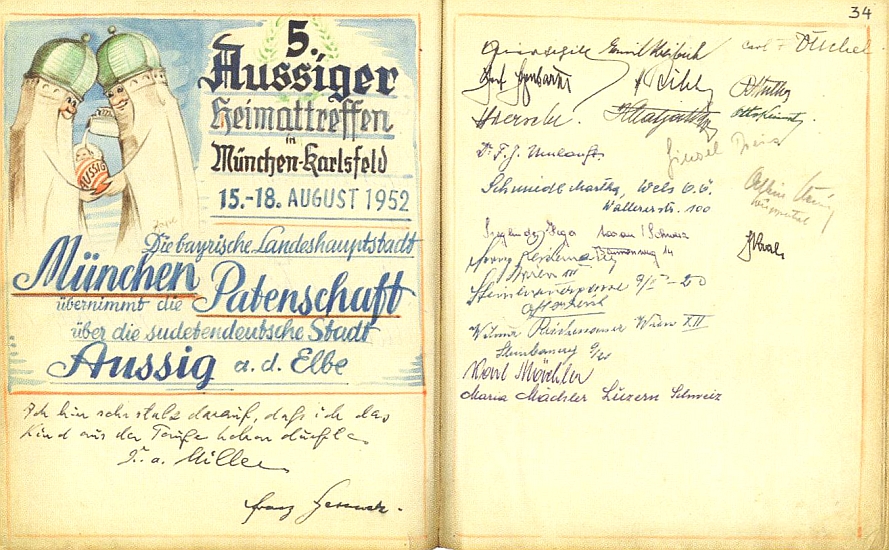 Jeho podpis nacházíme na upomínce jednoho ze setkání "Ústeckých" v Mnichově roku 1952, která je jedním z exponátů mnichovského Sudetoněmeckého muzea