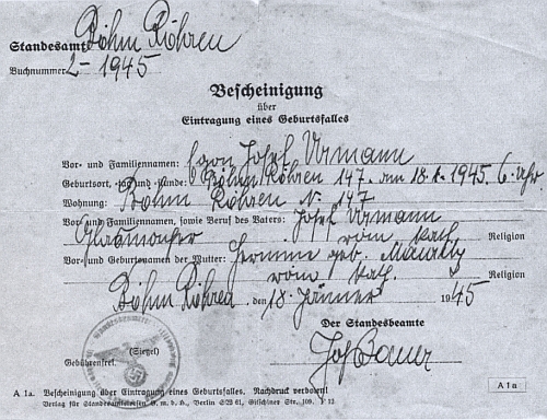 Dva rodné listy na jeho jméno, jeden z ledna 1945, druhý z února 1951