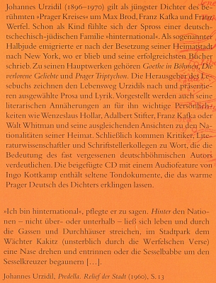 Obálka (2010) čítanky z jeho díla, kterou v říjnu 2011 prezentovalo v Jihočeské vědecké knihovně Německé kulturní fórum střední a východní Evropy (Deutsches Kulturforum Östliches Europa), vydavatel knihy...