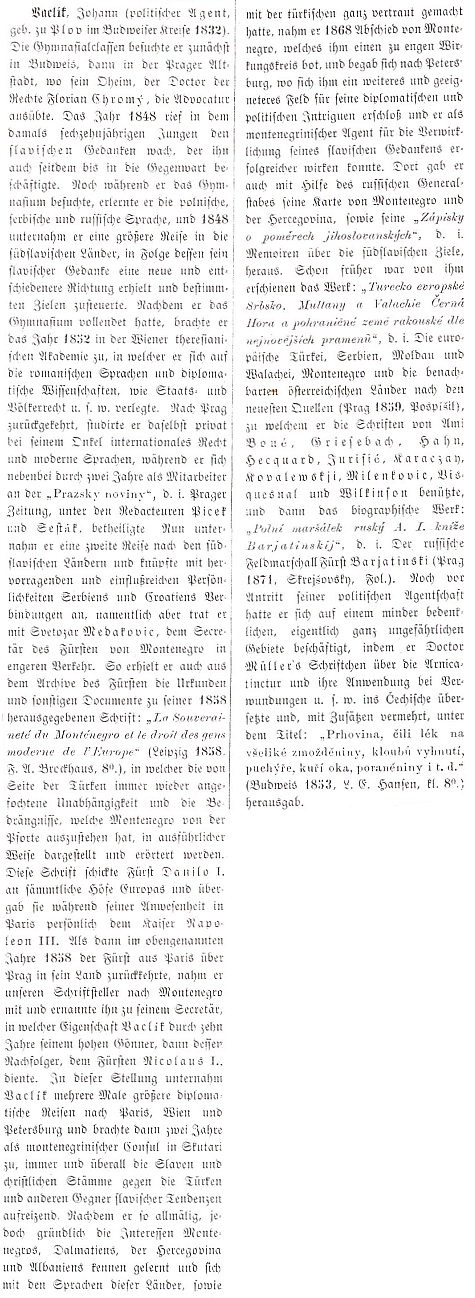 Obsáhlé heslo ve Wurzbachově lexikonu význačných rakouských osobností