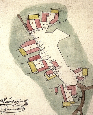 Jeho první žena pocházela ze dnes téměř zaniklé vsi Dubová (Stubau), zde na indikační skice z roku 1826 a leteckém snímku z roku 1947