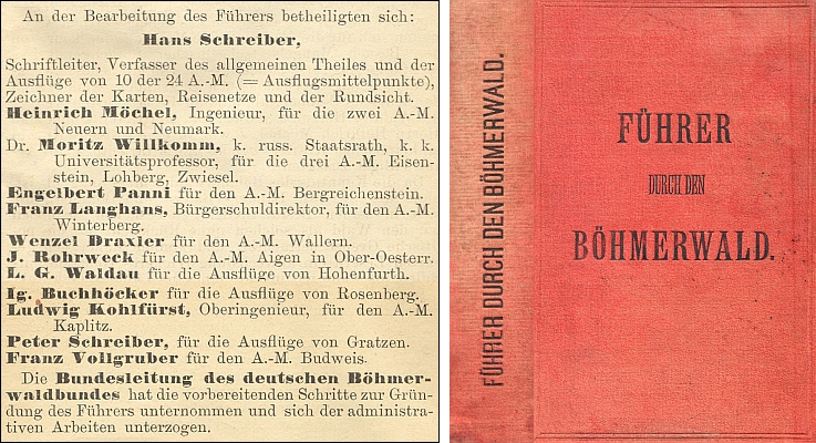 Mezi autory proslulého průvodce Šumavou z roku 1888 je uveden i on (je tu také Hans Schreiber, Moritz Willkomm
 a Engelbert Panni a Wenzel Draxler, kteří mají samostatné zastoupení na stránkách Kohoutího kříže)