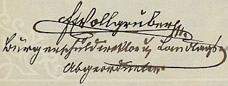 Jeho podpis v pamětní knize českobudějovického německého gymnázia z roku 1903