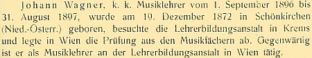 Odstavec o něm ve výroční zprávě německého učitelského ústavu v Českých Budějovicích z roku 1907