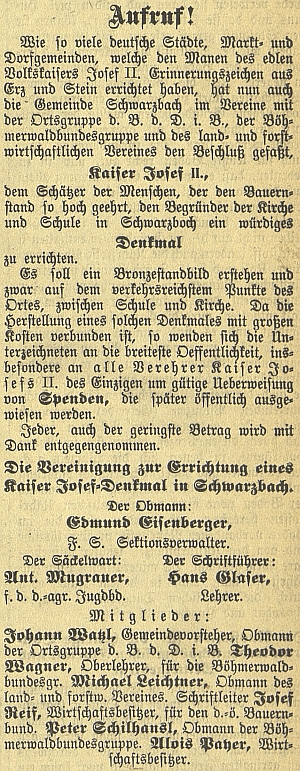 Originál výzvy v českobudějovických německých novinách