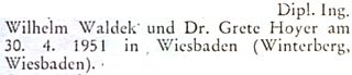 Blahopřání k jeho svatbě ve Wiesbadenu 30. dubna roku 1951 na stránkách krajanského měsíčníku