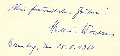 Obálka (1964) a věnování jedné z jeho knih v nakladatelství Salzer, Heilbronn