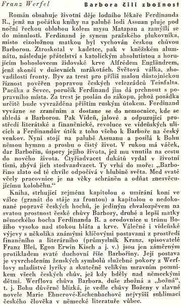 A ještě jednou Pavel Eisner s připomínkou českého "zbožnění" v díle Werfelově i Ebner-Eschenbachové