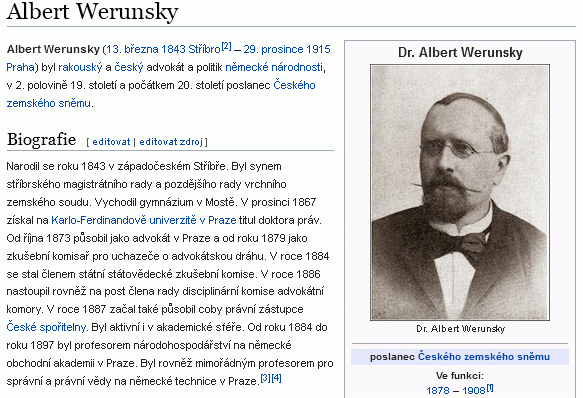 Obsáhlý český životopis jeho bratra Alberta i s přípomínkou čestného občanství města České Budějovice z roku 1902 přináší internetová encyklopedie Wikipedia (klikněte na náhled)