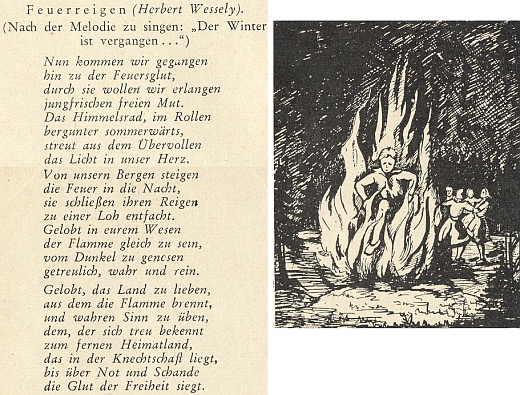 Báseň Herberta Wesselyho s nápěvem ke slunovratové vatře vyšla roku 1953 v příloze pro mladé, doprovázející krajanský měsíčník