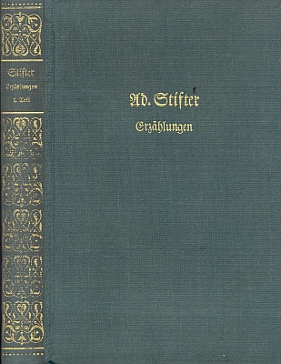 Vazba tohoto 13. svazku (1. díl Povídek) souborného vydání díla Adalberta Stiftera, který vydalo rakouské nakladatelství Stiasny ve Štýrském Hradci roku 1958