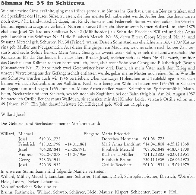 Jeho rodný dům v Šitboři čp. 52 v záznamu ze stránek rodácké pamětní knihy,...