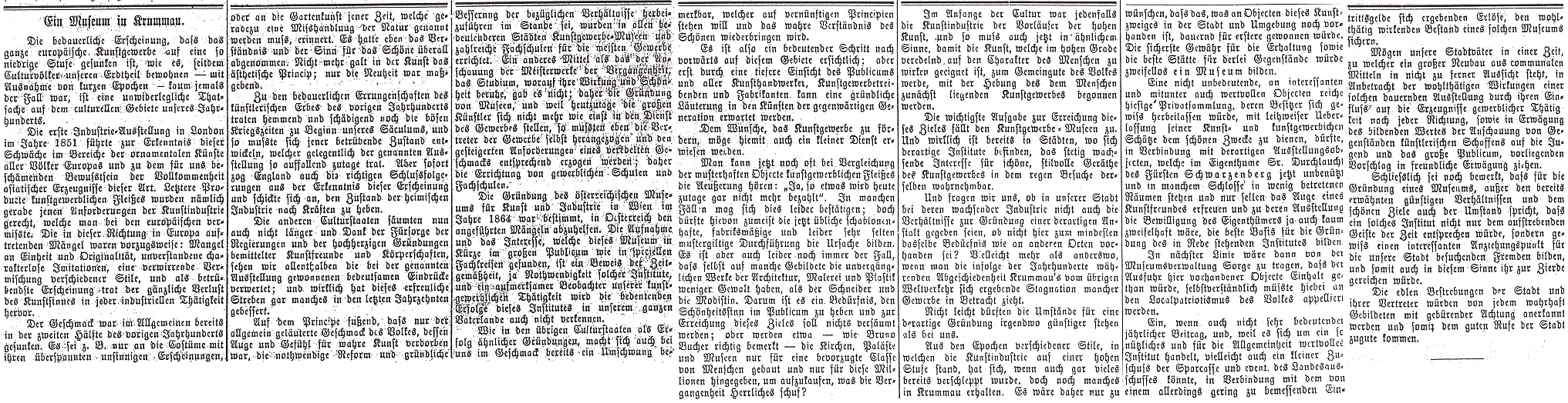 Kopie jeho článku v krumlovském týdeníku (jím vydávaném, redigovaném i vlastněném) z roku 1891, jak mi ji laskavě poskytl v roce 2009 ředitel muzea Mgr. Petr Jelínek