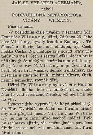 Změna jeho příjmení v osudovém roce 1938 se stala tématem i pro český tisk