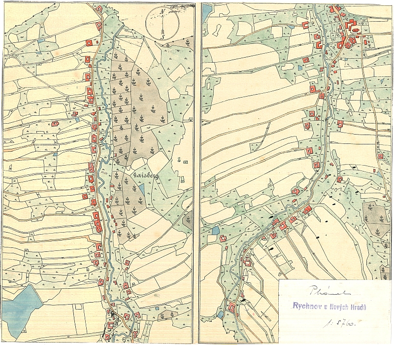 Rychnov u Nových Hradů na starém plánku...