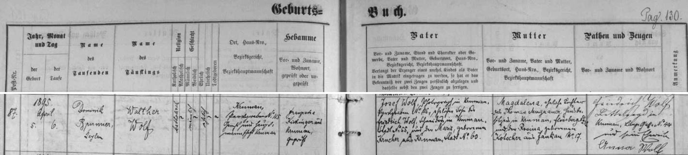 Nejstarší jeho syn Walther, jehož narození a křest takto zaznamenává českokrumlovská matrika, byl z Českého Krumlova odsunut v ůnoru 1946 jako pokračovatel otcovy fotografické živnosti i s manželkou a čtyřmi nezletilými dětmi