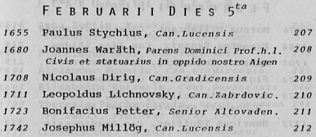 Takto uvádí jej uvádí Isidor H. Pichler ve svém soupisu zemřelých v klášteře Schlägl v letech 1630-1800