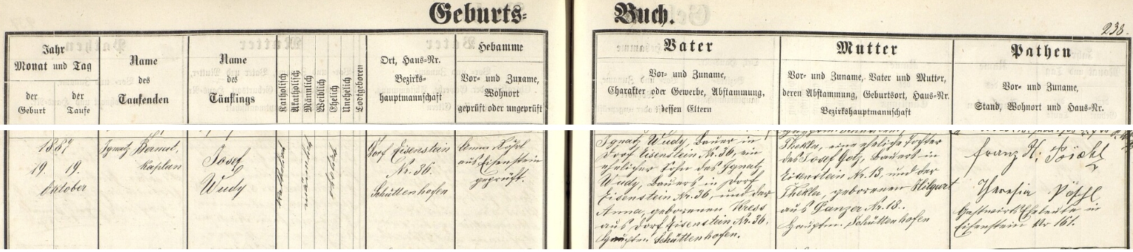 Záznamy železnorudské matriky o narození dvou Josefů Wudy, kteří by věkem mohli odpovídat; ostatní jmenovci zemřeli vesměs krátce po narození, každopádně se tito dva oba oženili, mladší dokonce až po válce, takže neodpovídají osamělému a v Dolomitech padlému čeledínu