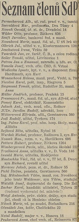 Na tomto seznamu členů Henleinovy Sudetoněmecké strany, zveřejněném v listě"Českobudějovické noviny" v létě osudového roku 1938, figuruje i on, stejně jako Otto Wilder, "Jaroslav" Senft (otec Haro Senfta), "Jan" Twardzik, Ignatz Wodiczka, manželka prof. Wenzela Wonesche či "Václav" Mautschka, otec Hanse Mautschky