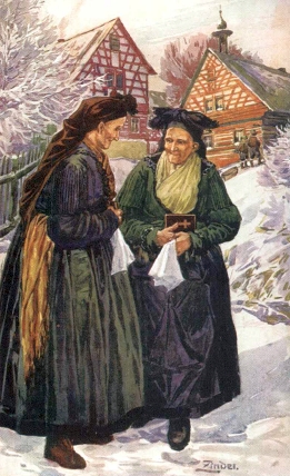 Ženy z Chebska na pohlednici podle jeho obrazu